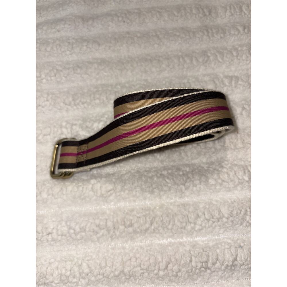 Lands' End Preppy Striped Belt ~ Polyester D Ring Size Medium 34-38 A-3